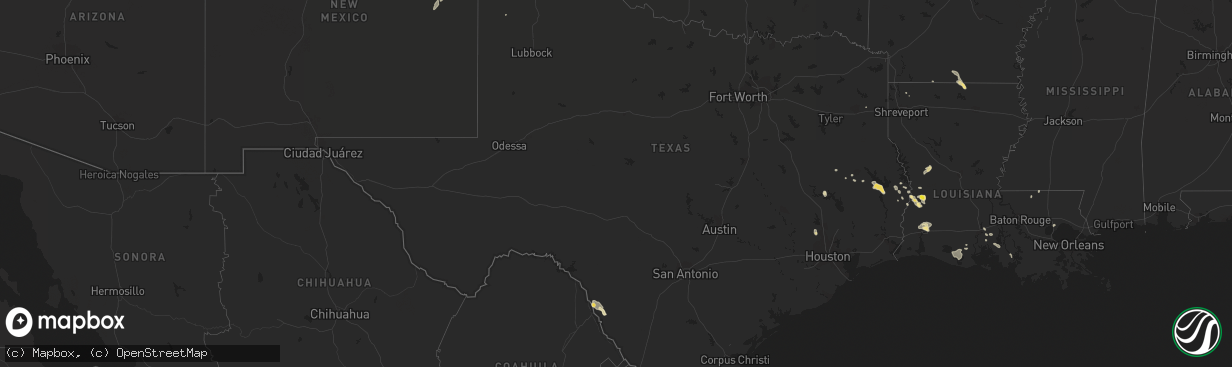 Hail map in Texas on May 19, 2019