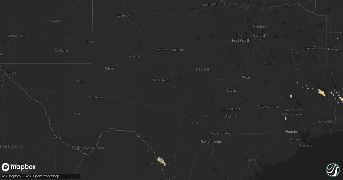 Hail map in Texas on May 19, 2019