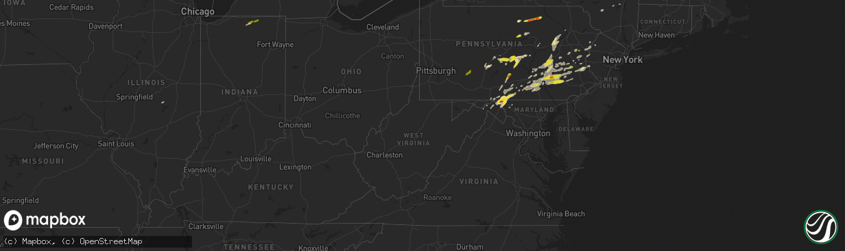 Hail map in West Virginia on May 19, 2019