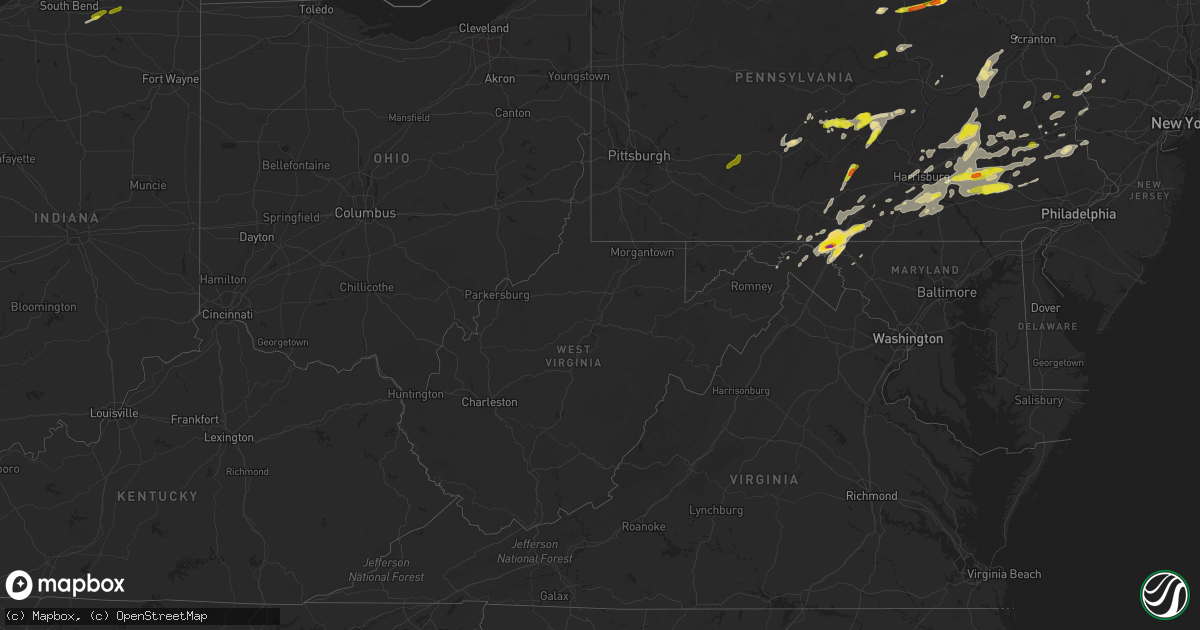 Hail map in West Virginia on May 19, 2019