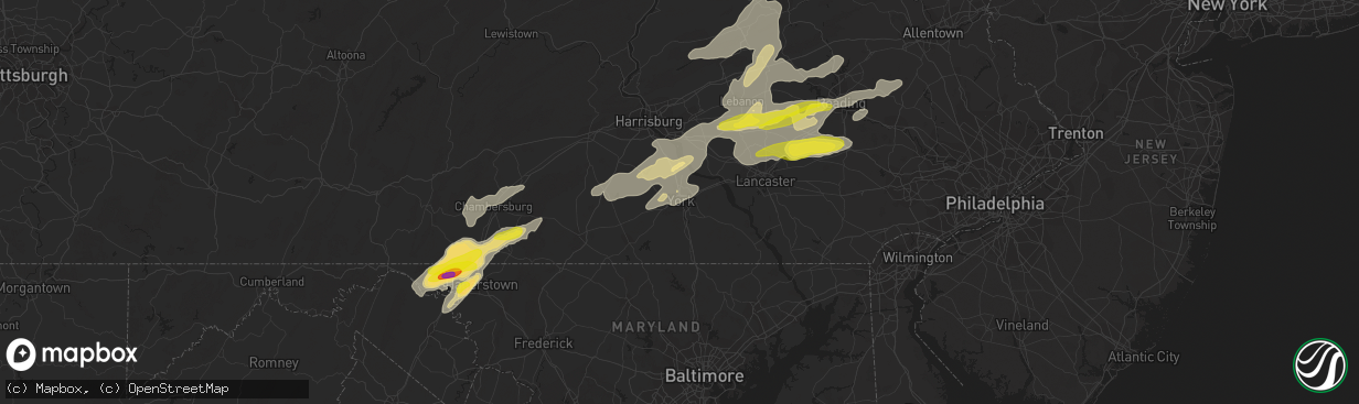 Hail map in York, PA on May 19, 2019