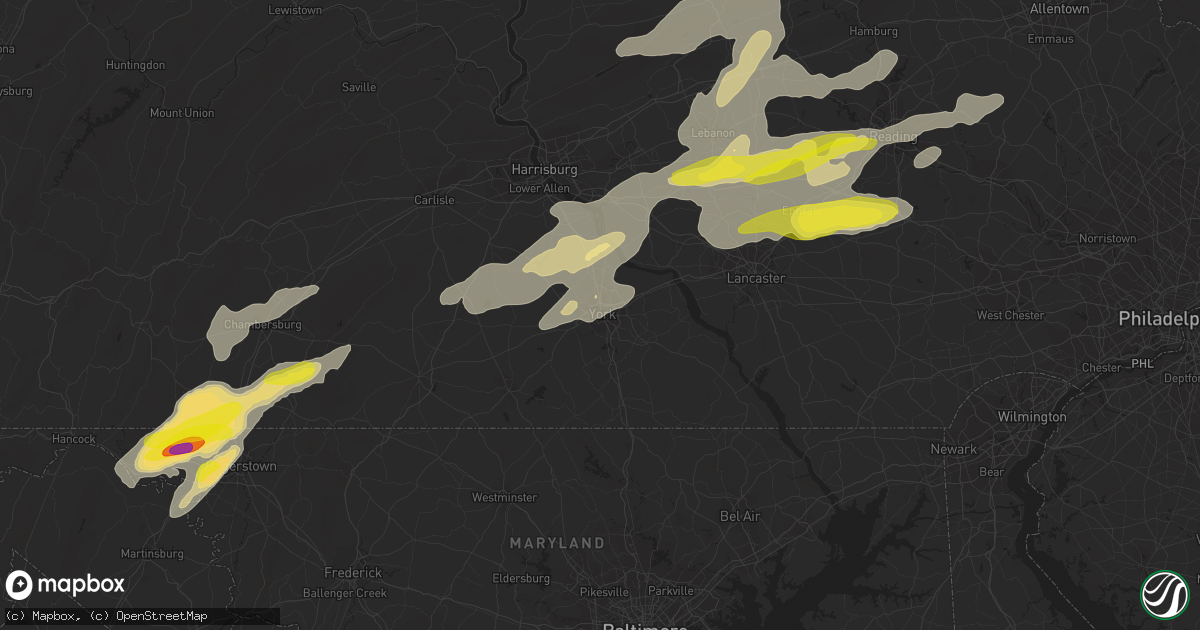 Hail map in York, PA on May 19, 2019