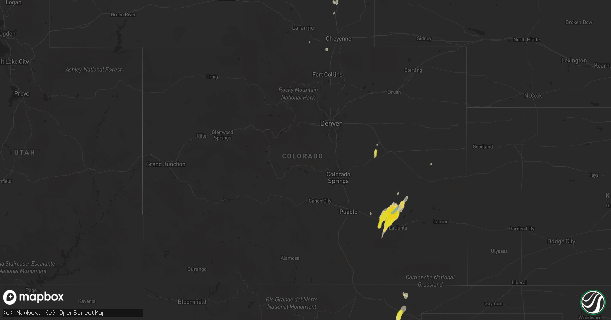 Hail map in Colorado on May 19, 2020