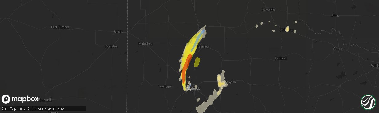 Hail map in Hale Center, TX on May 19, 2020