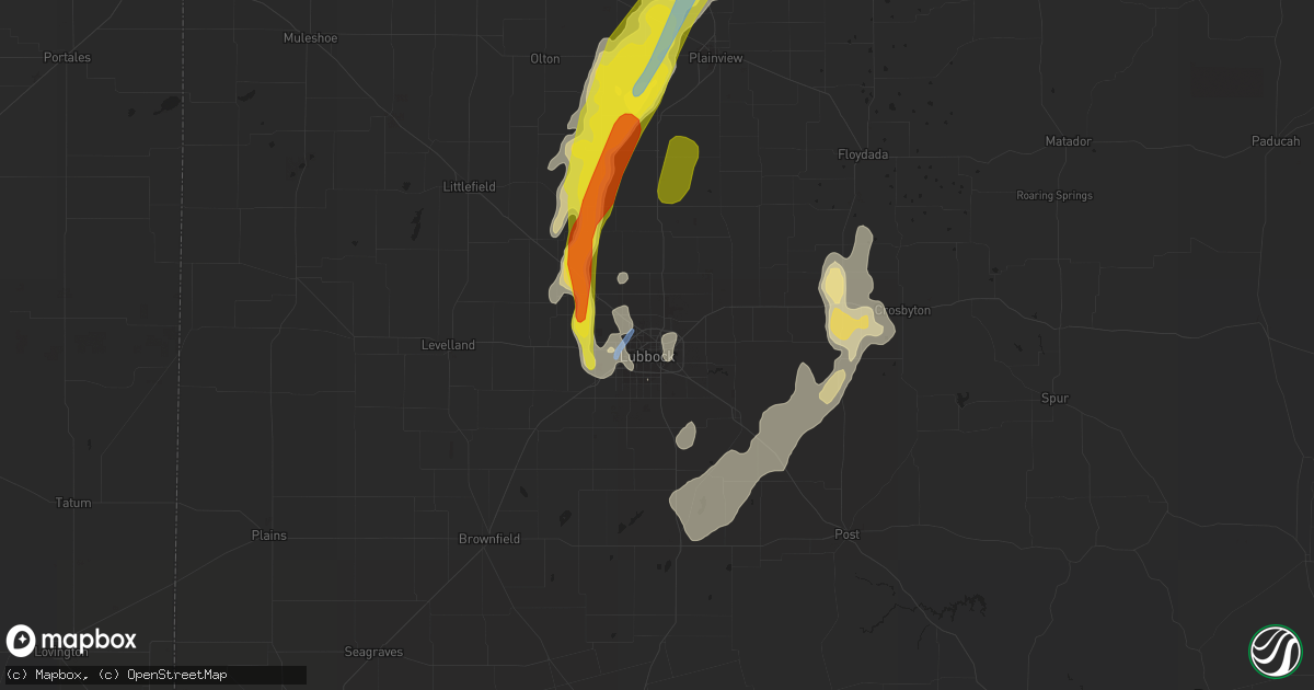 Hail map in Lubbock, TX on May 19, 2020