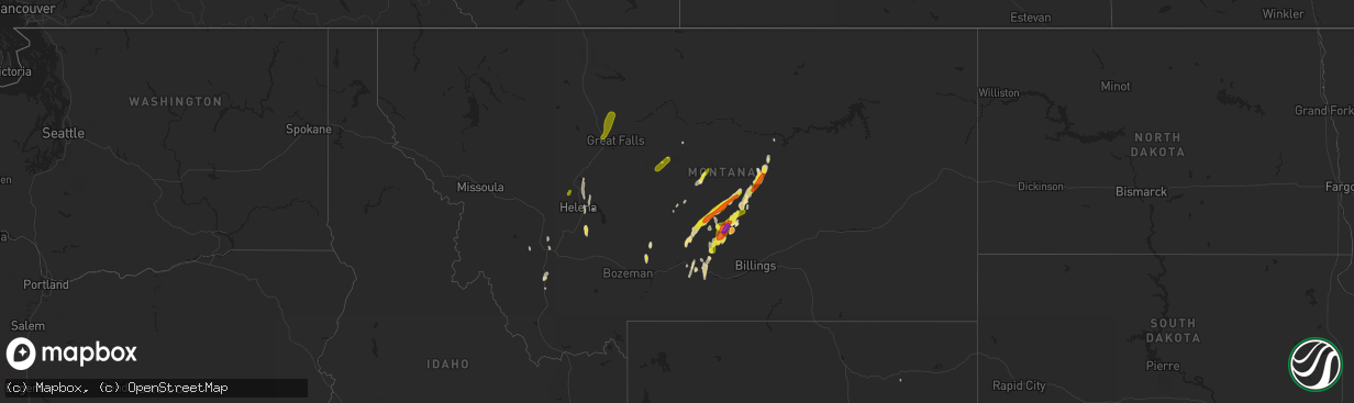 Hail map in Montana on May 19, 2020