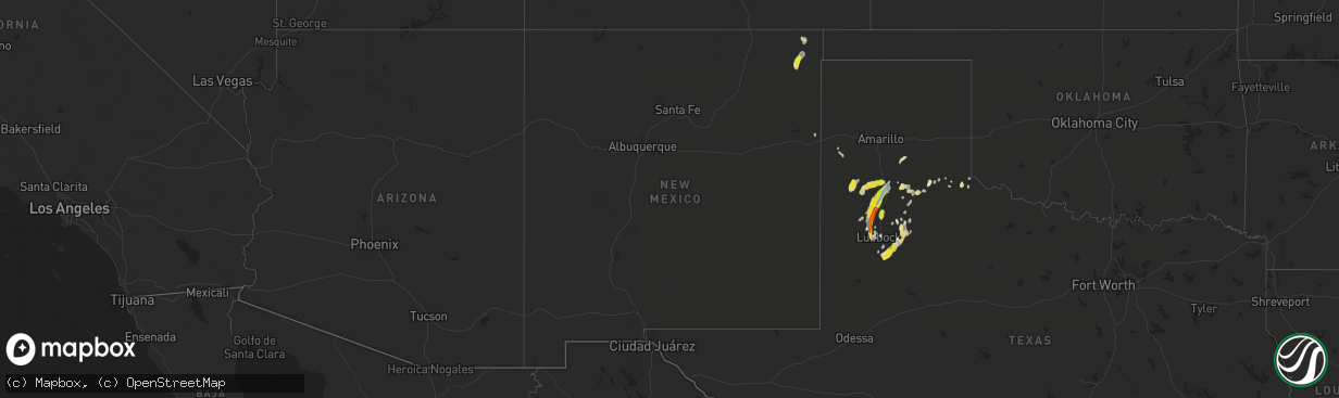 Hail map in New Mexico on May 19, 2020