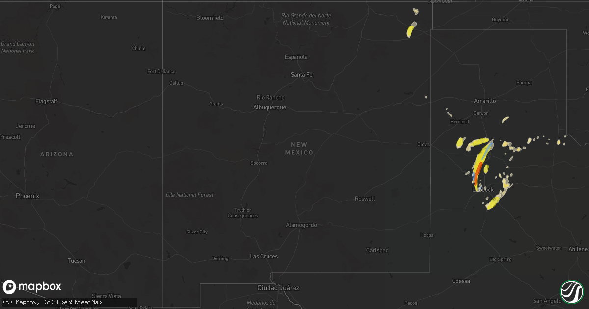 Hail map in New Mexico on May 19, 2020