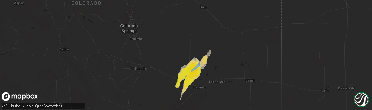 Hail map in Ordway, CO on May 19, 2020