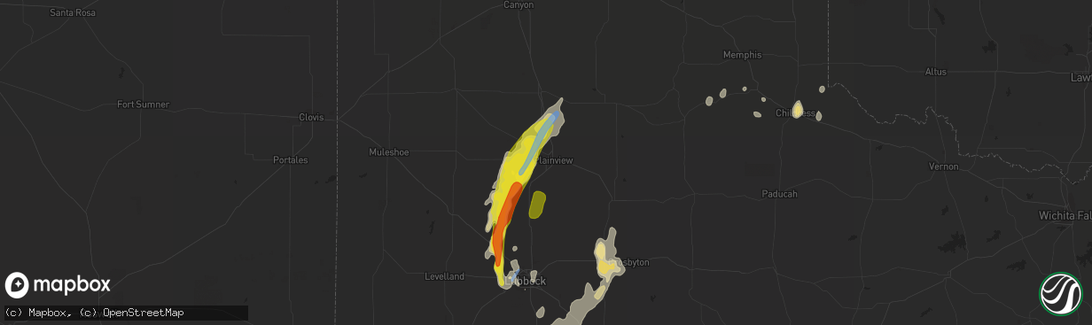 Hail map in Plainview, TX on May 19, 2020