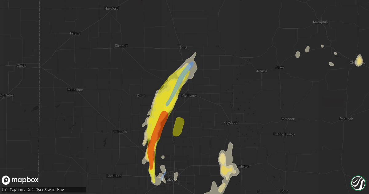 Hail map in Plainview, TX on May 19, 2020