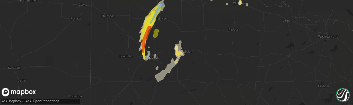 Hail map in Ralls, TX on May 19, 2020