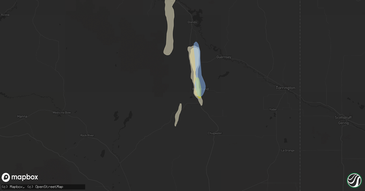 Hail map in Wheatland, WY on May 19, 2020