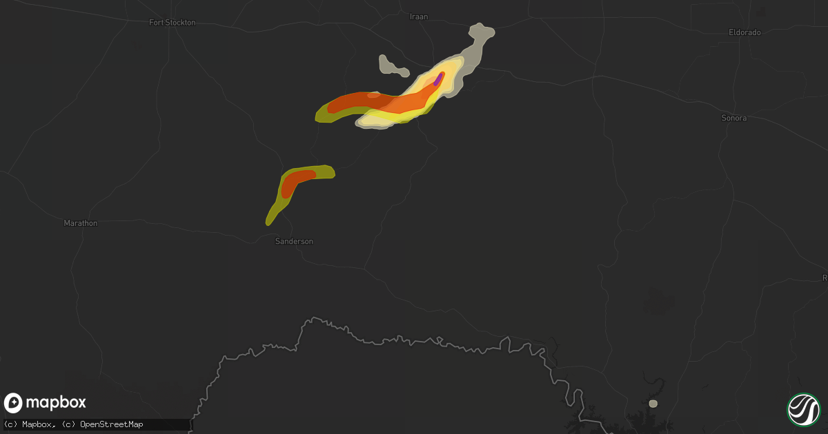 Hail map in Dryden, TX on May 19, 2021