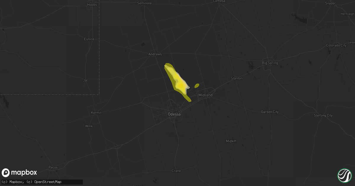 Hail map in Gardendale, TX on May 19, 2021