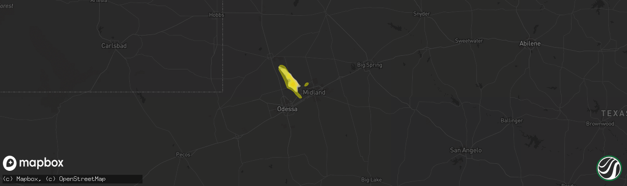 Hail map in Midland, TX on May 19, 2021