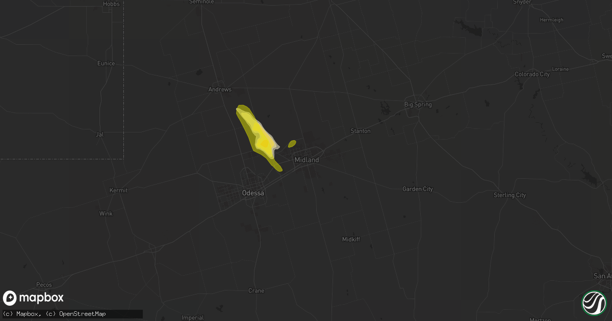 Hail map in Midland, TX on May 19, 2021