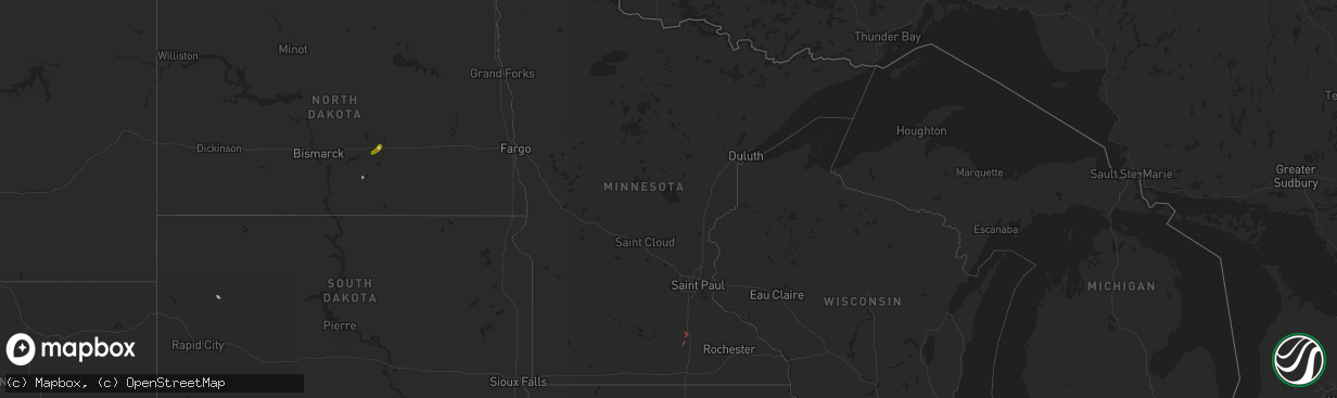 Hail map in Minnesota on May 19, 2021