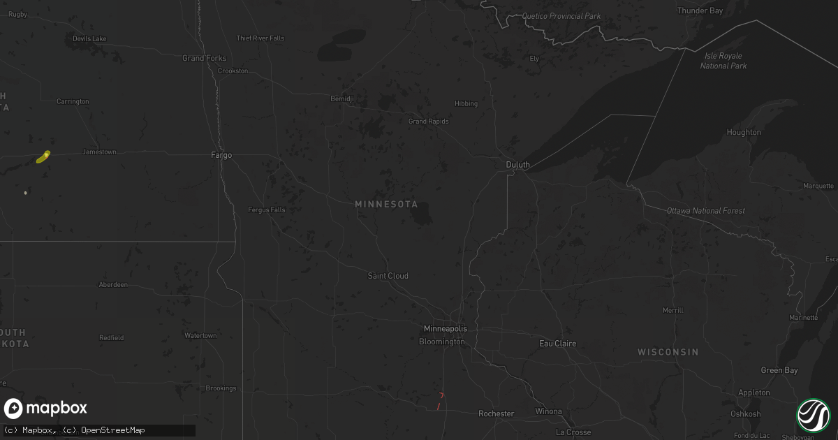 Hail map in Minnesota on May 19, 2021