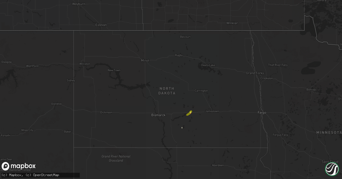 Hail map in North Dakota on May 19, 2021
