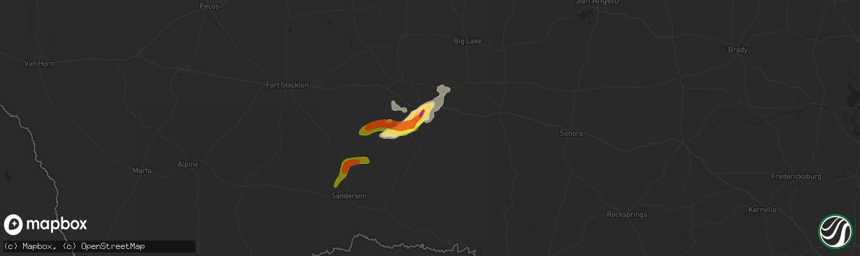 Hail map in Sheffield, TX on May 19, 2021