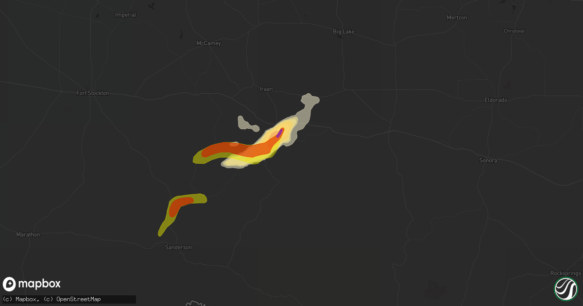 Hail map in Sheffield, TX on May 19, 2021