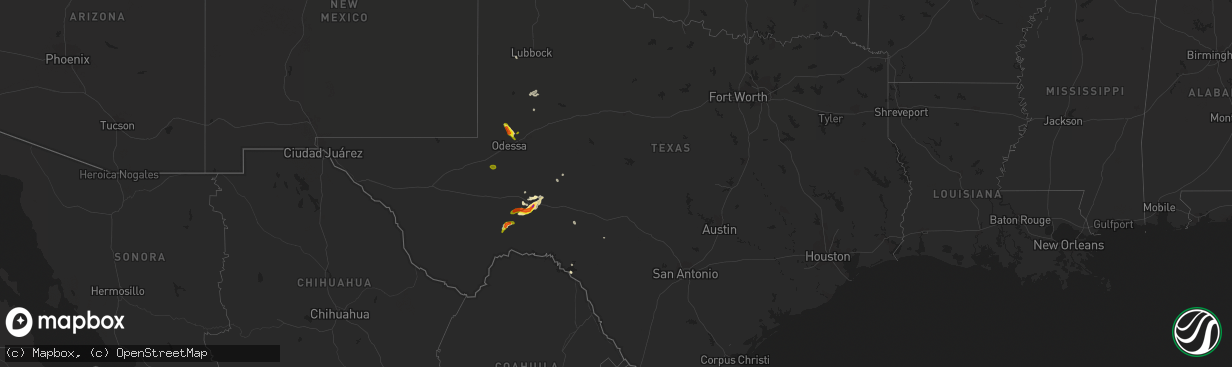 Hail map in Texas on May 19, 2021