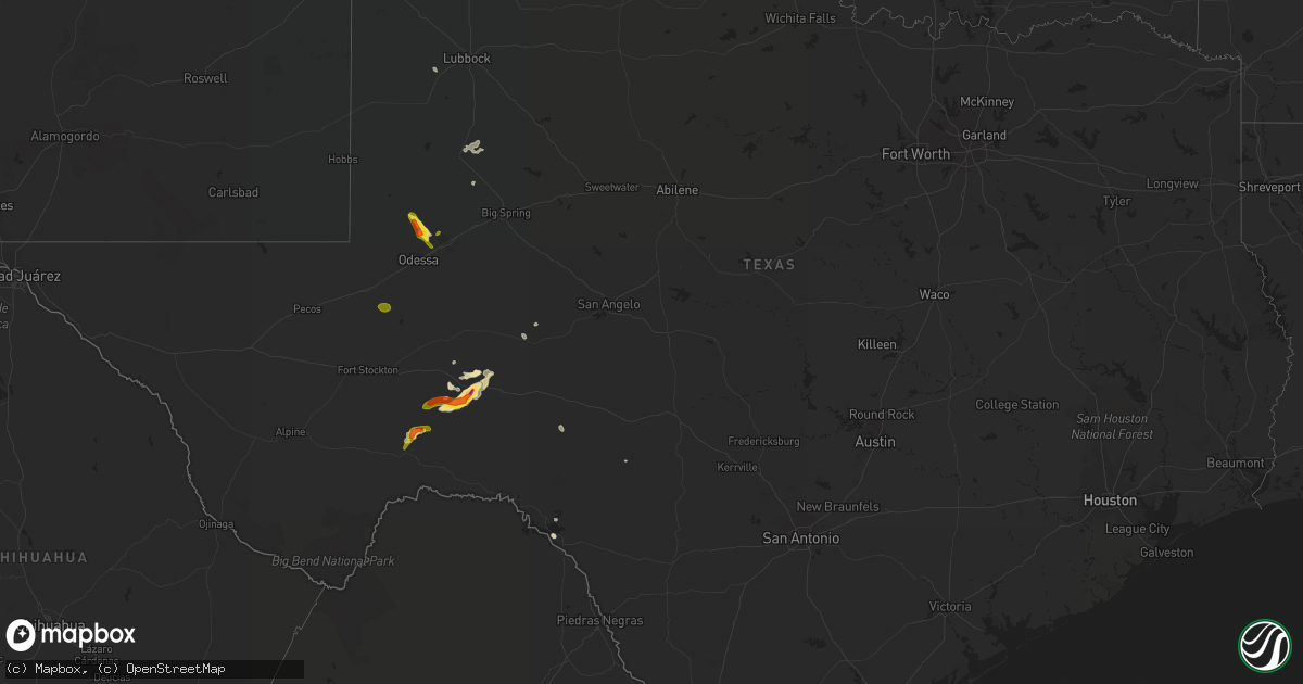 Hail map in Texas on May 19, 2021