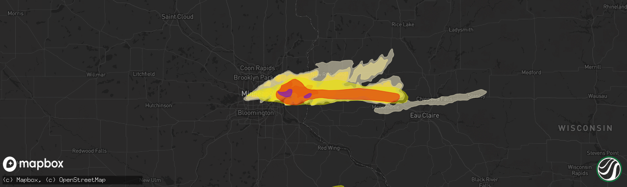 Hail map in Hudson, WI on May 19, 2022