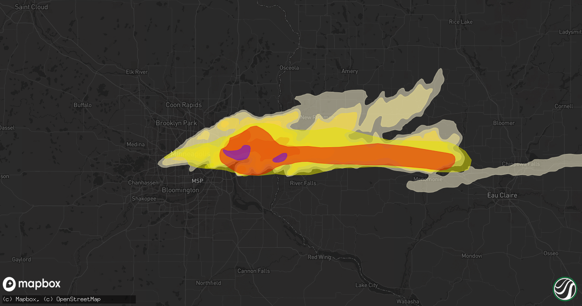 Hail map in Hudson, WI on May 19, 2022