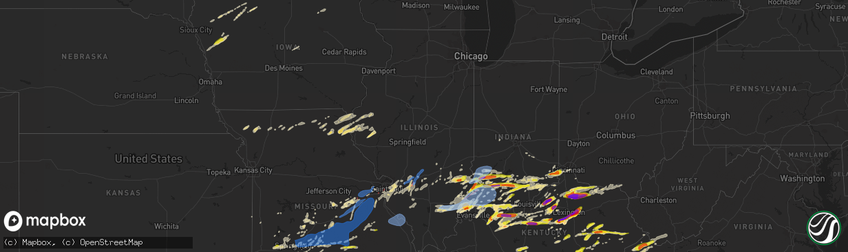 Hail map in Illinois on May 19, 2022