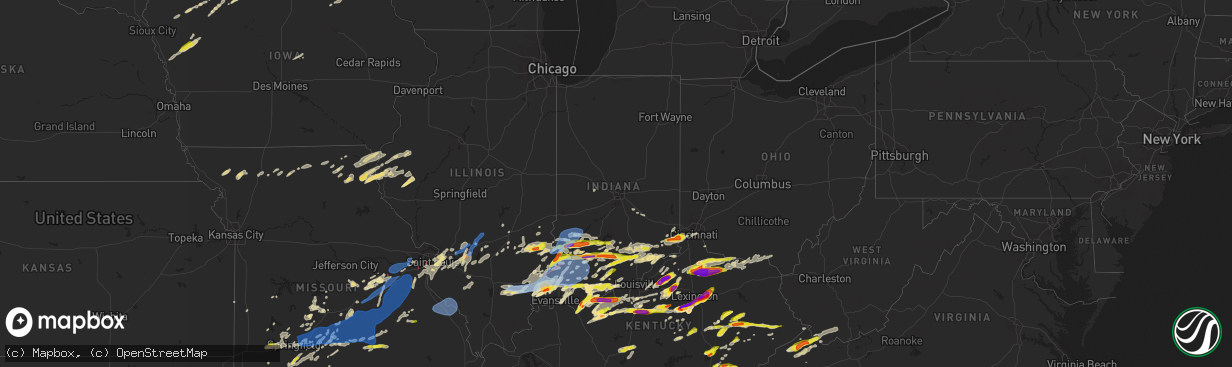 Hail map in Indiana on May 19, 2022