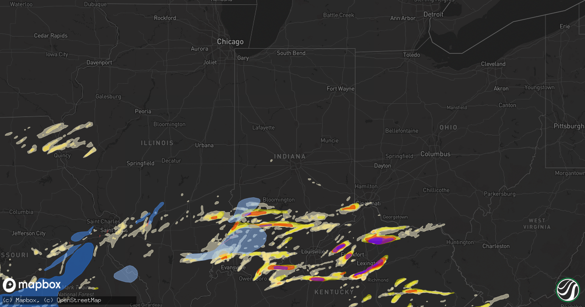Hail map in Indiana on May 19, 2022
