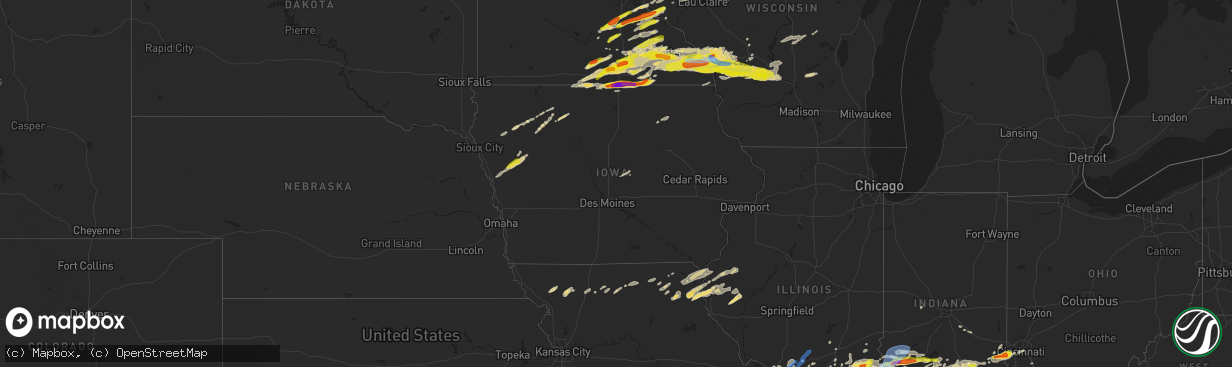 Hail map in Iowa on May 19, 2022