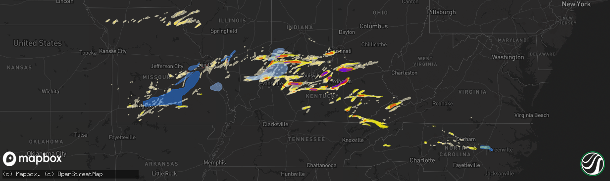 Hail map in Kentucky on May 19, 2022