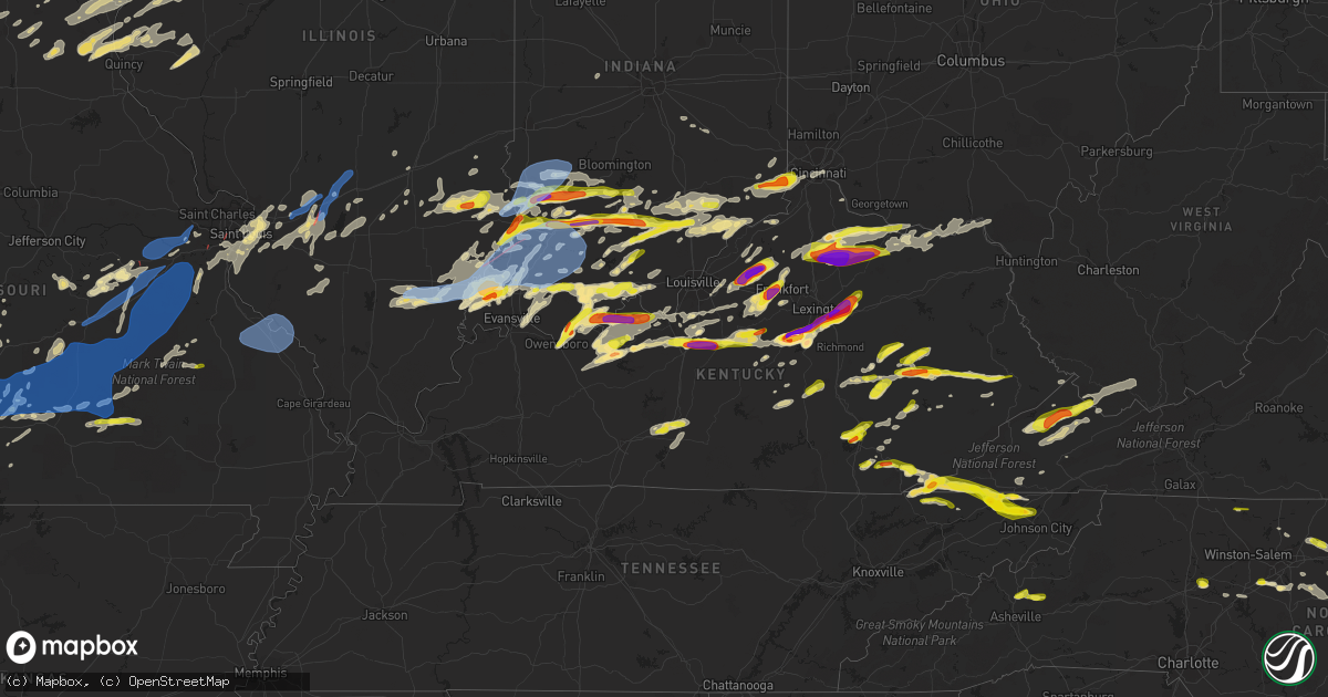 Hail map in Kentucky on May 19, 2022