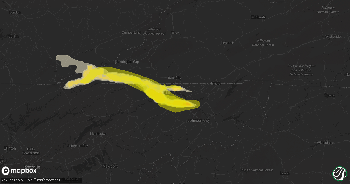 Hail map in Kingsport, TN on May 19, 2022