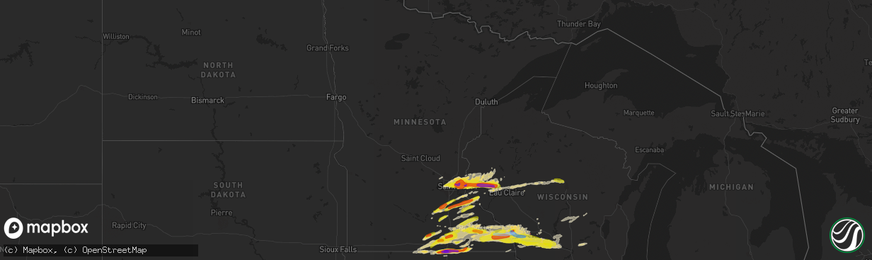 Hail map in Minnesota on May 19, 2022