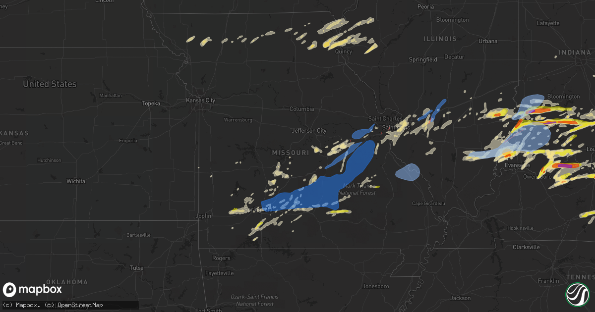 Hail map in Missouri on May 19, 2022