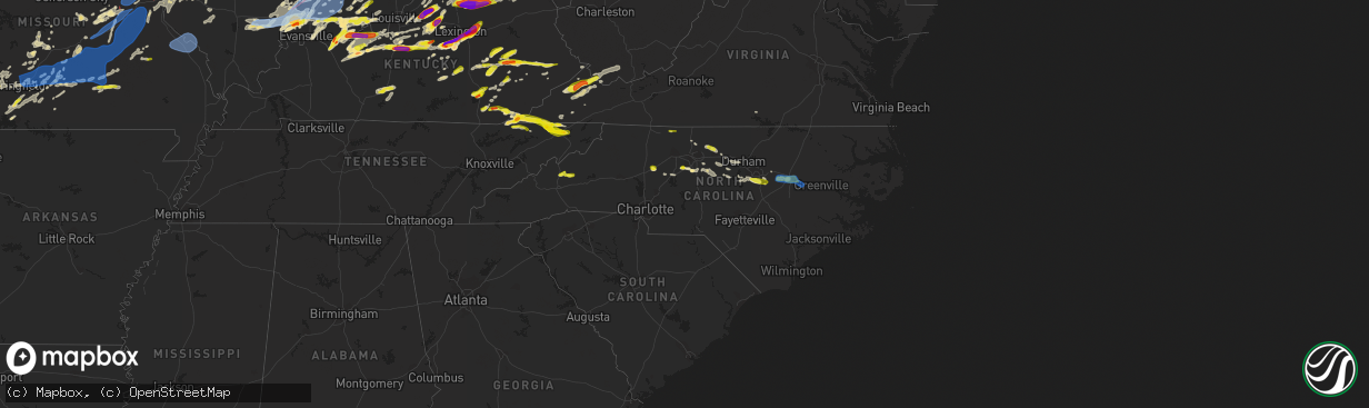 Hail map in North Carolina on May 19, 2022