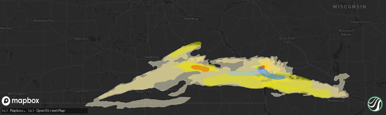 Hail map in Rochester, MN on May 19, 2022