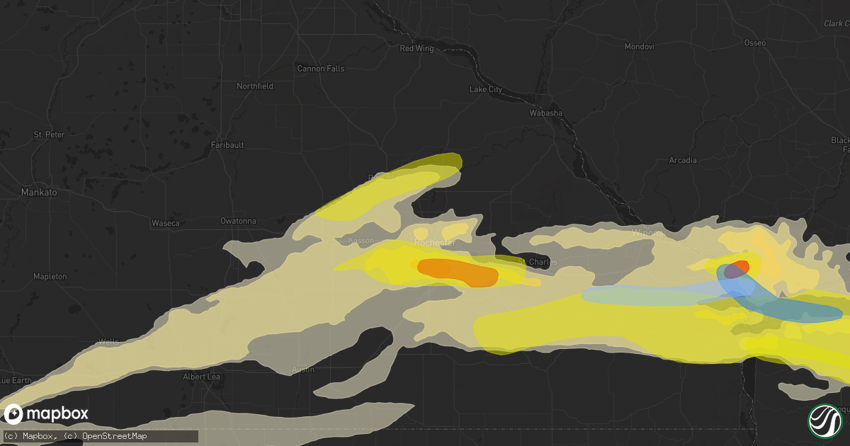 Hail map in Rochester, MN on May 19, 2022