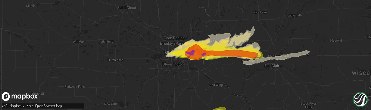 Hail map in Saint Paul, MN on May 19, 2022