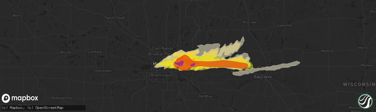 Hail map in Stillwater, MN on May 19, 2022