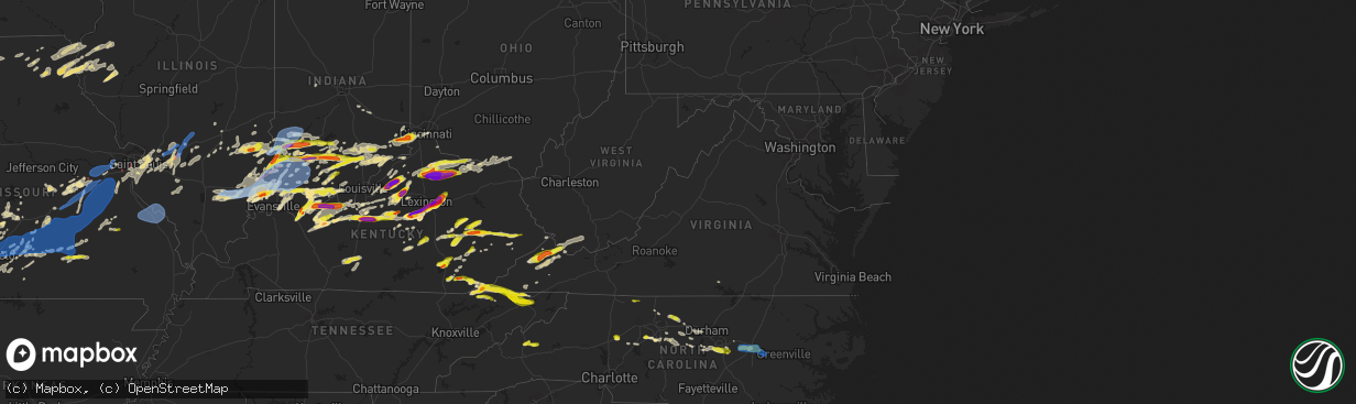 Hail map in Virginia on May 19, 2022