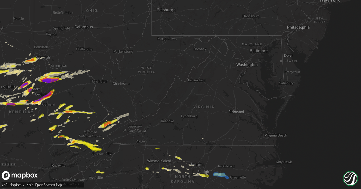 Hail map in Virginia on May 19, 2022