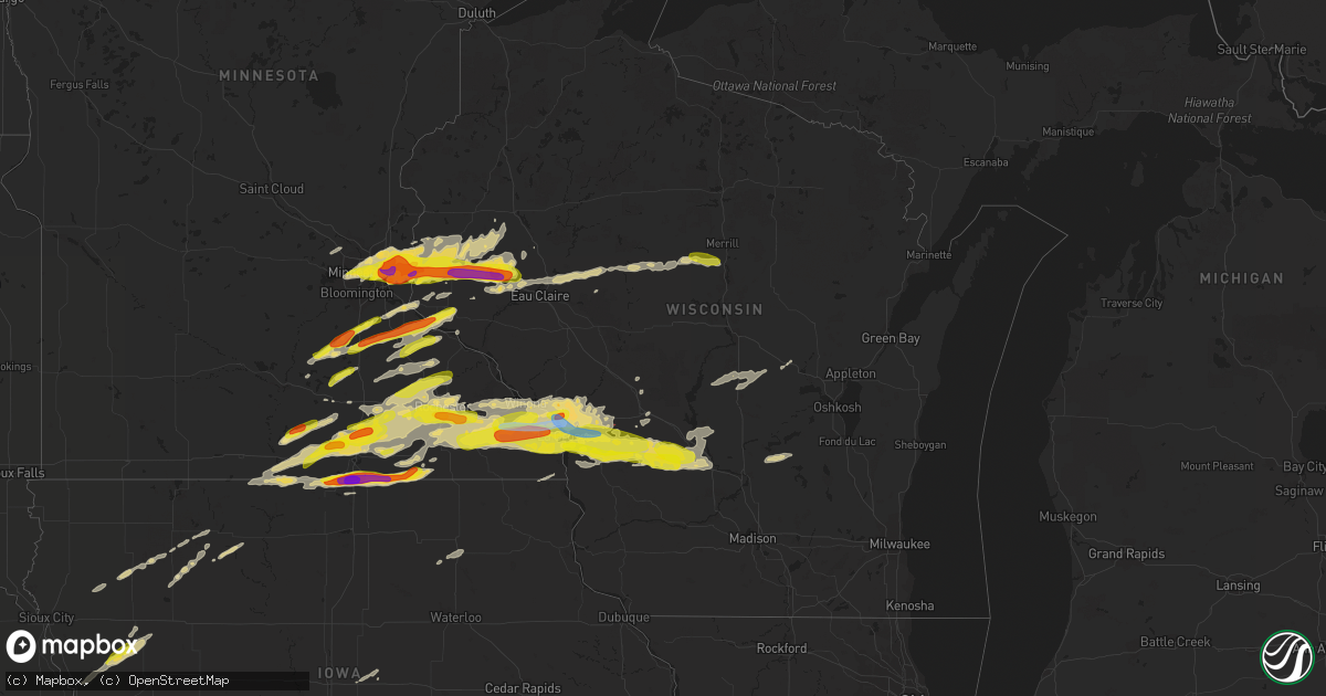 Hail map in Wisconsin on May 19, 2022