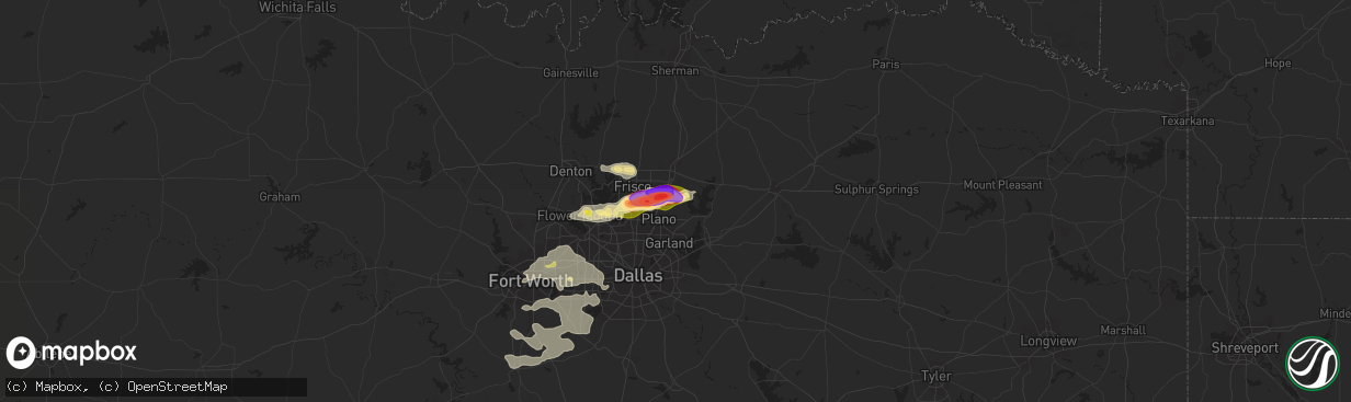 Hail map in Allen, TX on May 19, 2023