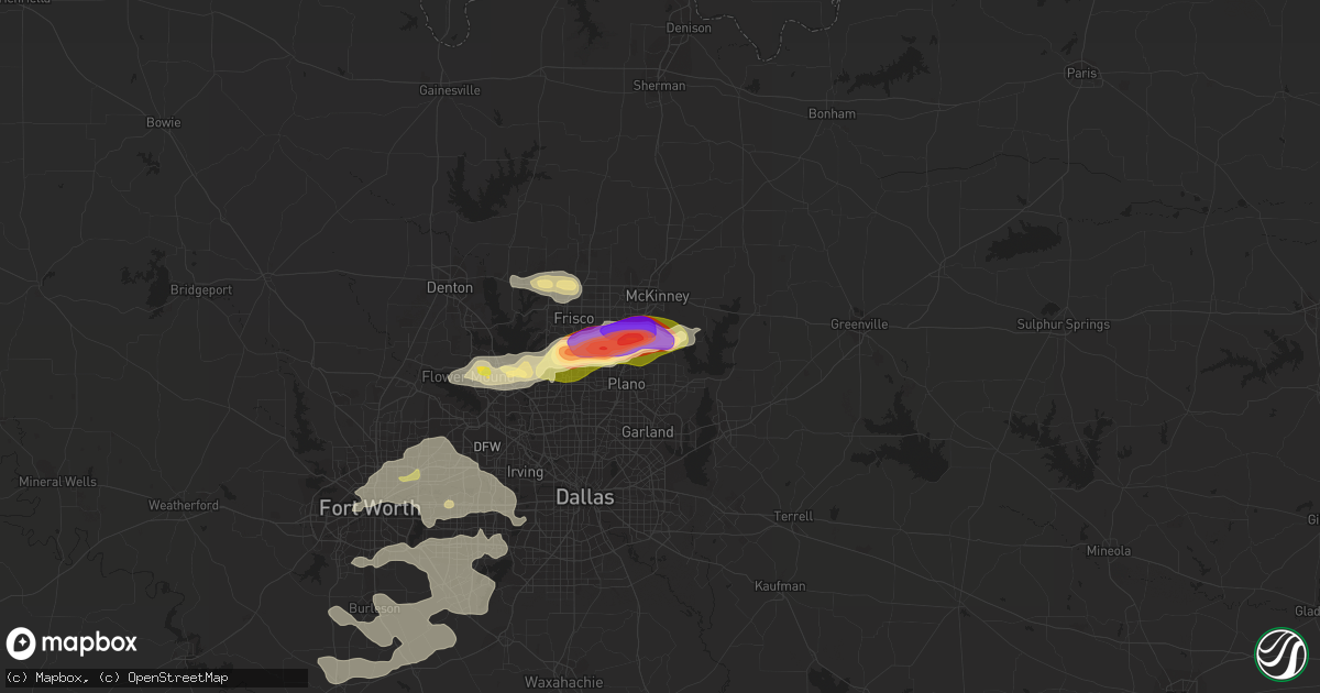 Hail map in Allen, TX on May 19, 2023