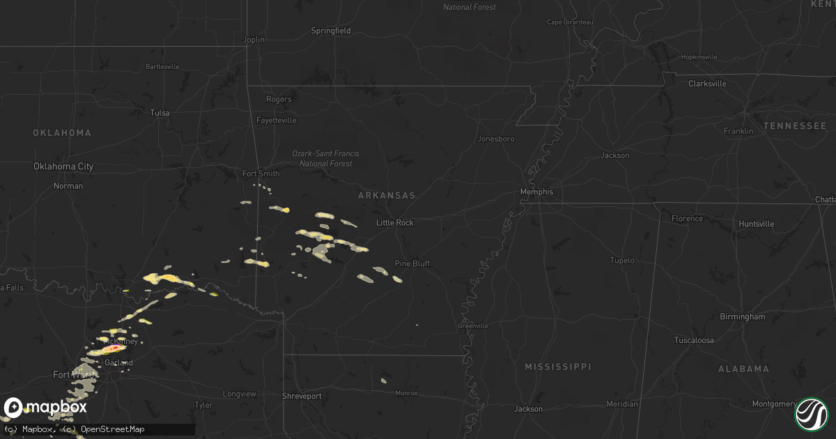 Hail map in Arkansas on May 19, 2023